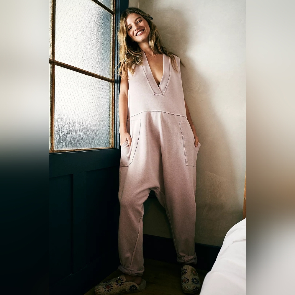 Free People Intimately Free People What's Up Harem Sleeveless V-Neck Jumpsuit M
